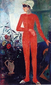 Eliane en Arlequin - huile sur toile - 1955-1956