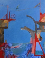 Passer le pont - acrylique sur toile - 116 x 89 cm - 2002