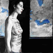 Songer à la beauté des cieux - acrylique, huile et matière sur toile - 100 x 100 cm