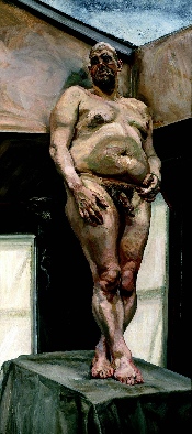 Leigh sous la lucarne - huile sur toile - 271 x 121 cm - coll. part., (c) DR, L. Freud - 1994