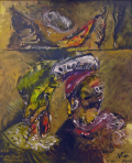 Les Maux et cris d'André Laude - acrylique sur toile - 73  x  60 - 1987 