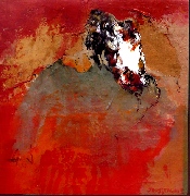 Peuplade - monotypes et peinture acrylique sur toile - 20 x 20 cm - 2009